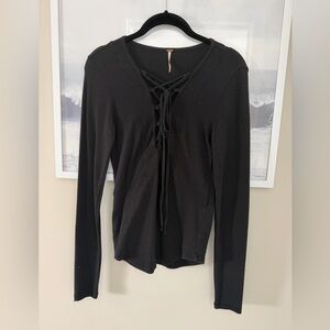 Free people black tie up top - size small